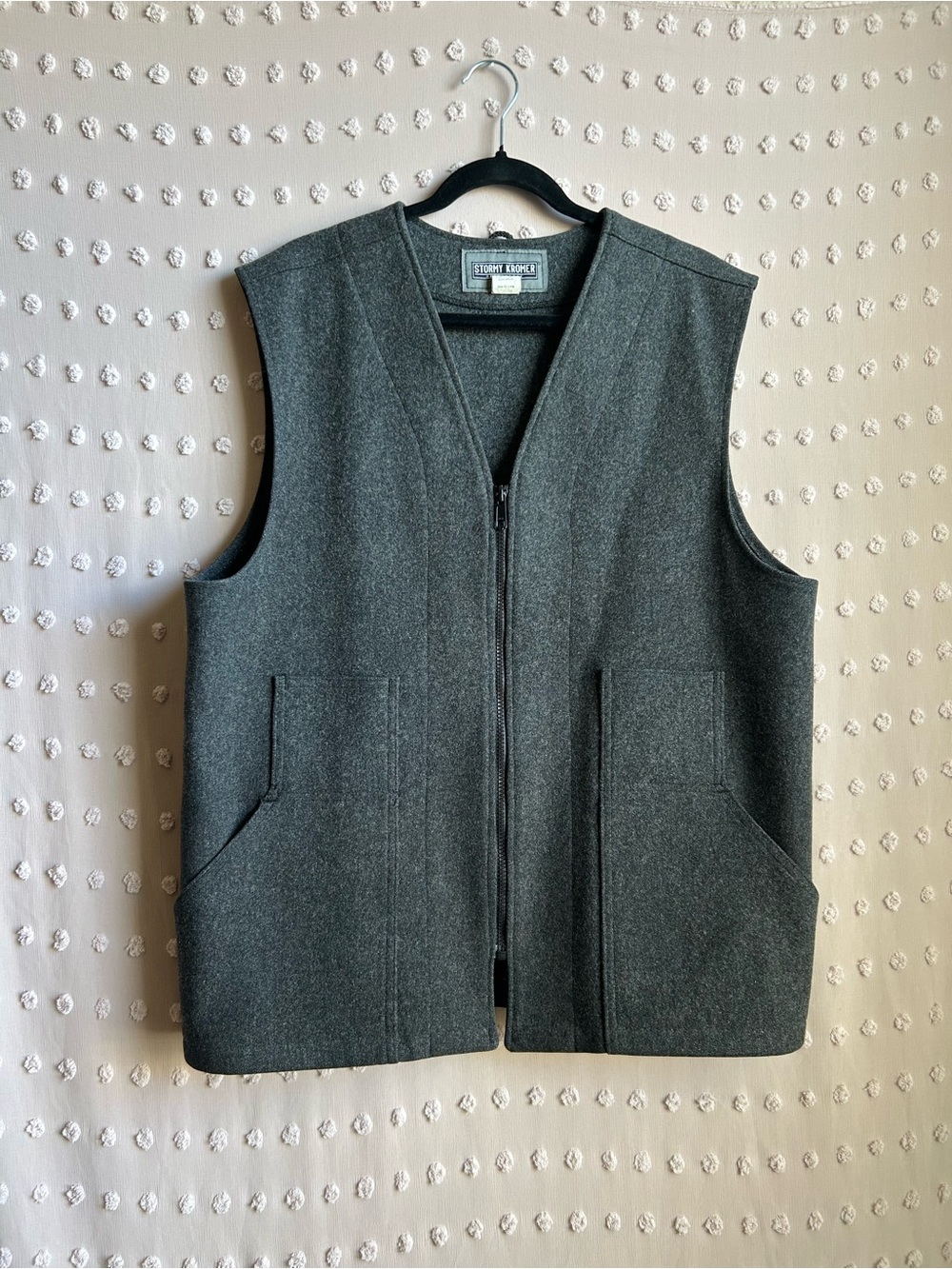Stormy Kromer Men’s Virgin Wool Zip Up Vest Sz 42 Long Grey